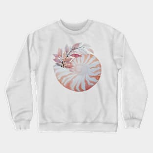 Watercolor Botanical Arrangement with Nautilus shell Crewneck Sweatshirt